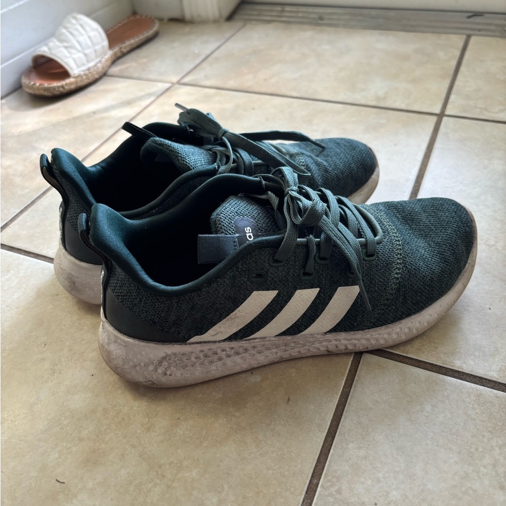 Adidas Dark Green and White Athletic Shoes